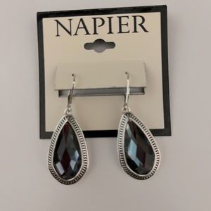 Napier Silver Tone Simulated Abalone Teardrop Earrings